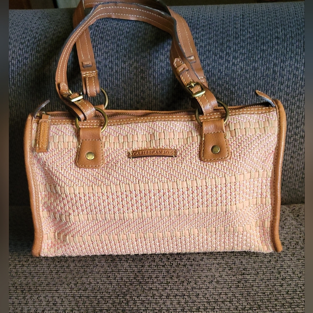 Caribbean Joe Pink and Brown Leather Purse